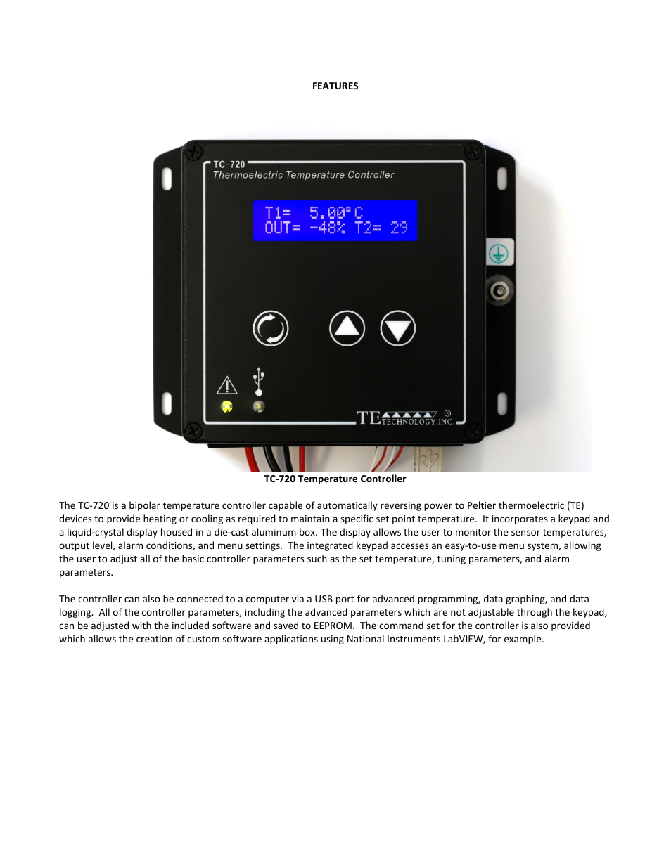 Features | TE Technology TC-720 User Manual | Page 8 / 98
