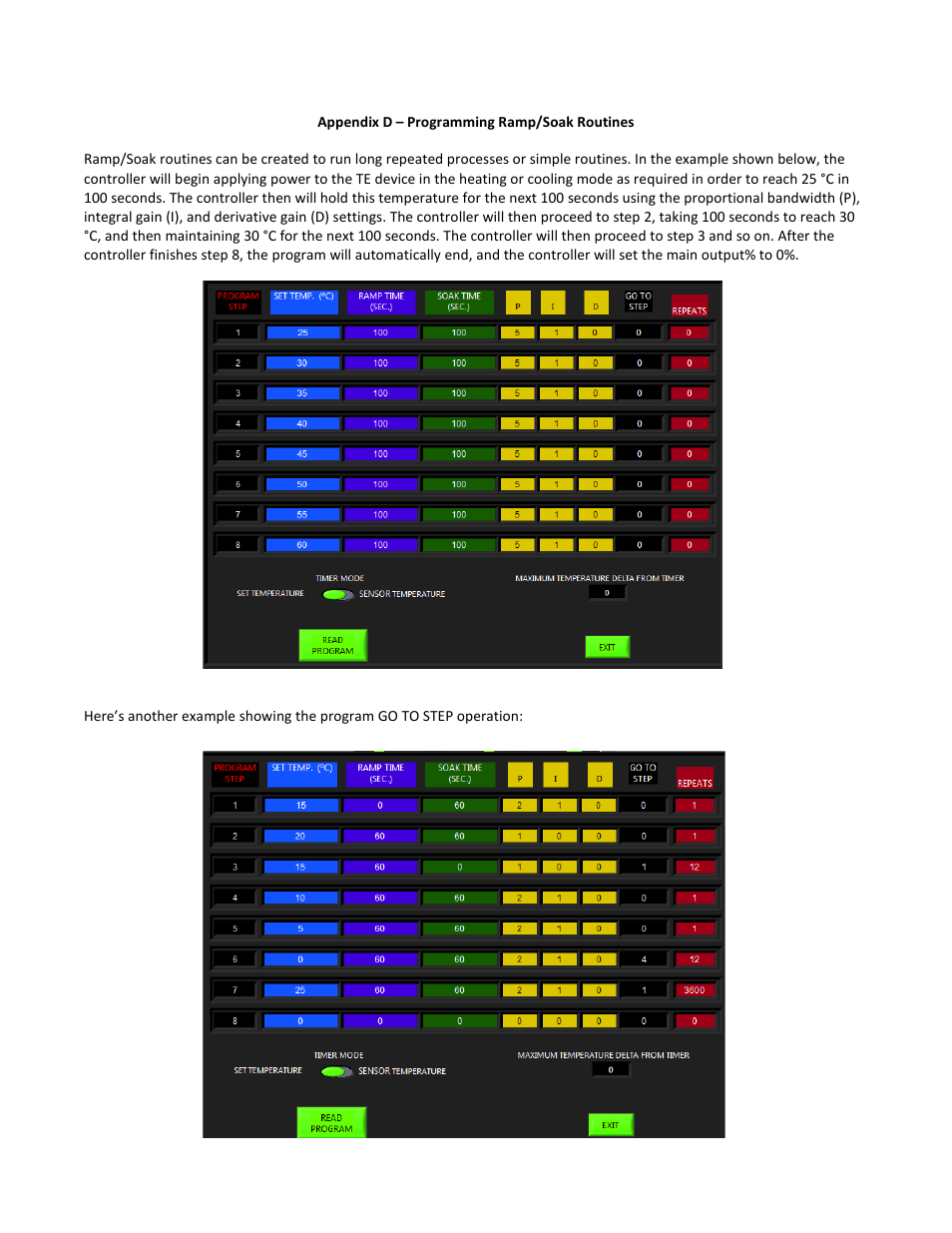 Appendix d – programming ramp/soak routines | TE Technology TC-720 User Manual | Page 96 / 98