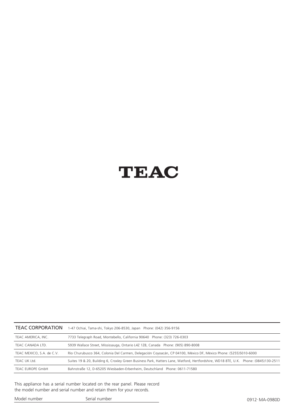 Teac AG-790 User Manual | Page 100 / 100