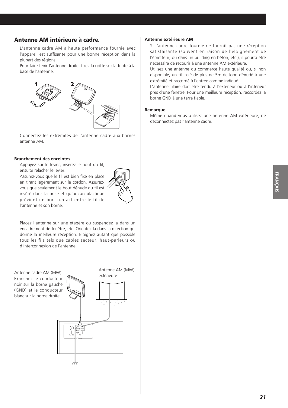Antenne am intérieure à cadre | Teac AG-790 User Manual | Page 21 / 100