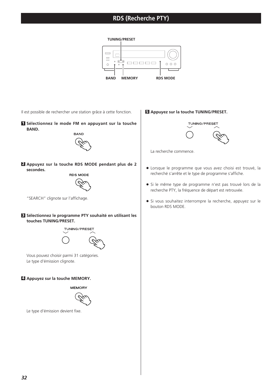 Rds (recherche pty) | Teac AG-790 User Manual | Page 32 / 100