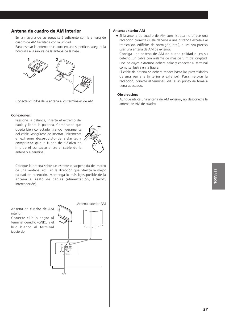 Antena de cuadro de am interior | Teac AG-790 User Manual | Page 37 / 100