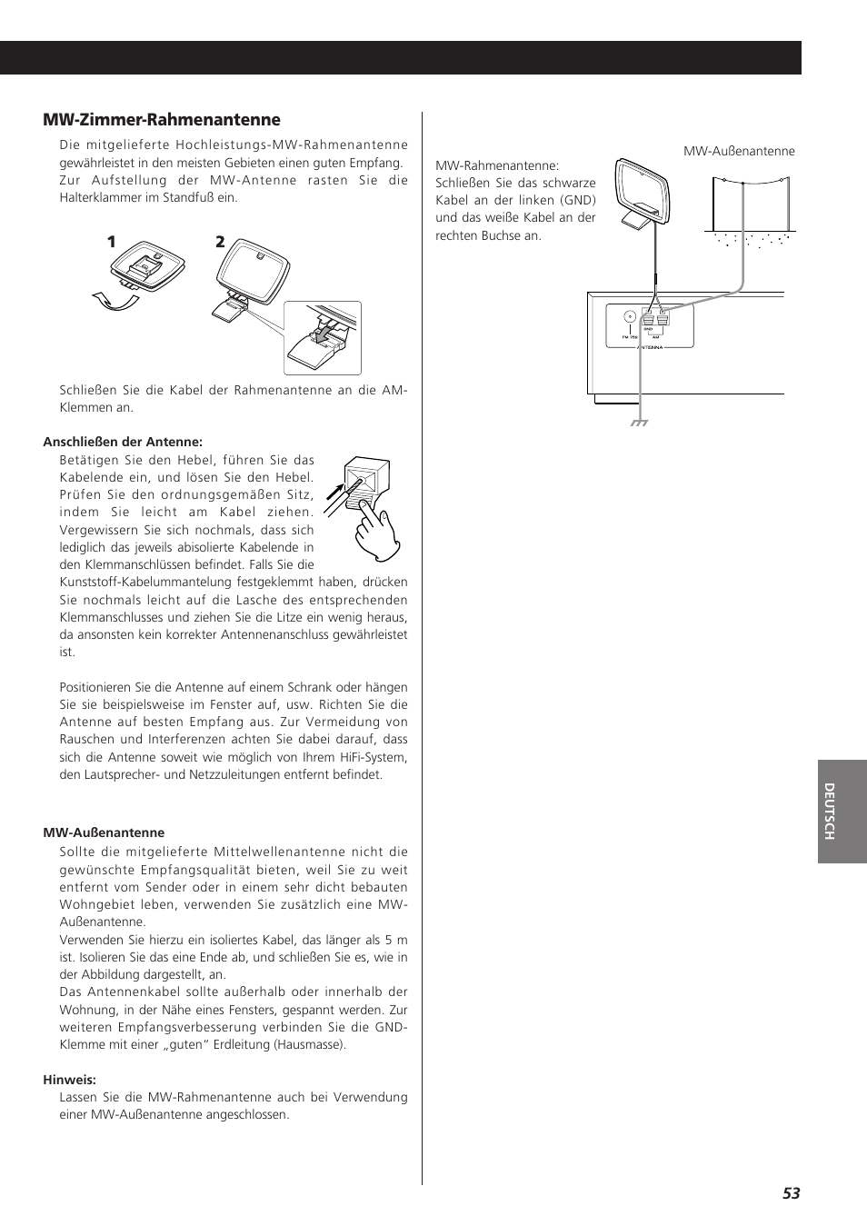 Mw-zimmer-rahmenantenne | Teac AG-790 User Manual | Page 53 / 100