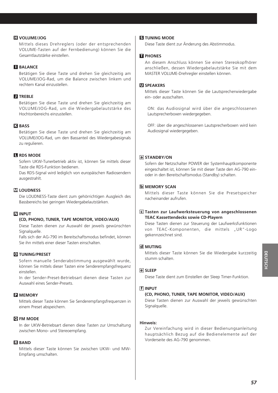 Teac AG-790 User Manual | Page 57 / 100