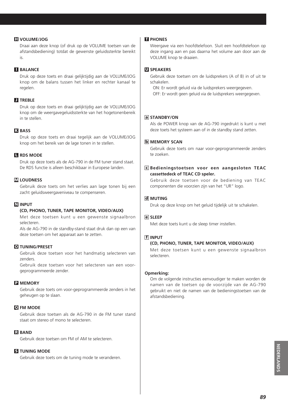 Teac AG-790 User Manual | Page 89 / 100