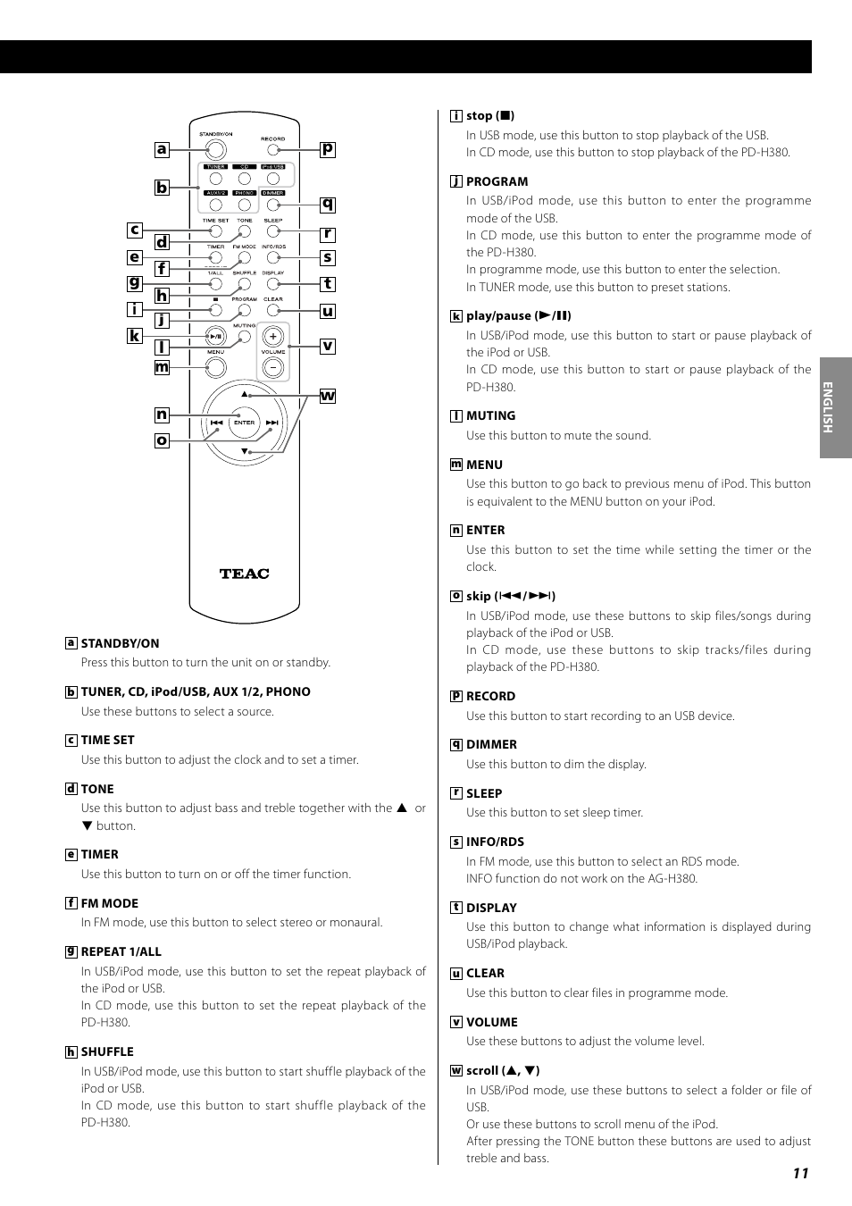 Teac AG-H380 User Manual | Page 11 / 32