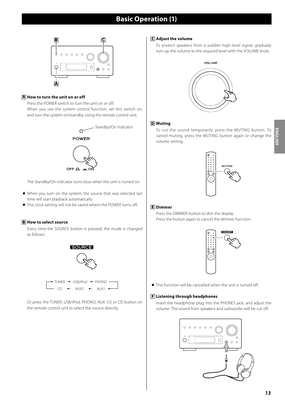 Basic operation (1), Basic operation | Teac AG-H380 User Manual | Page 13 / 32