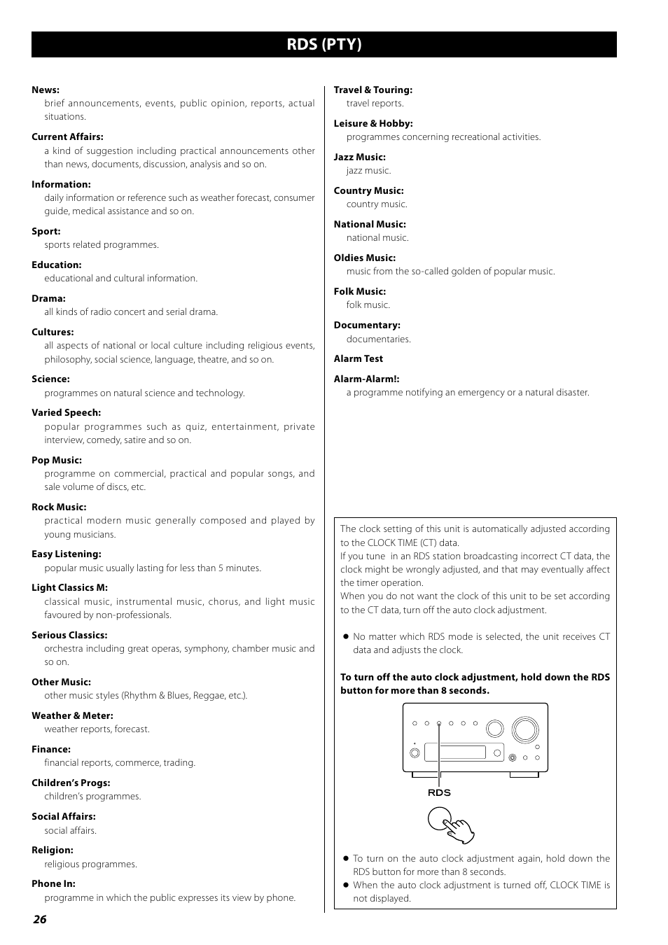 Rds (pty) | Teac AG-H380 User Manual | Page 26 / 32