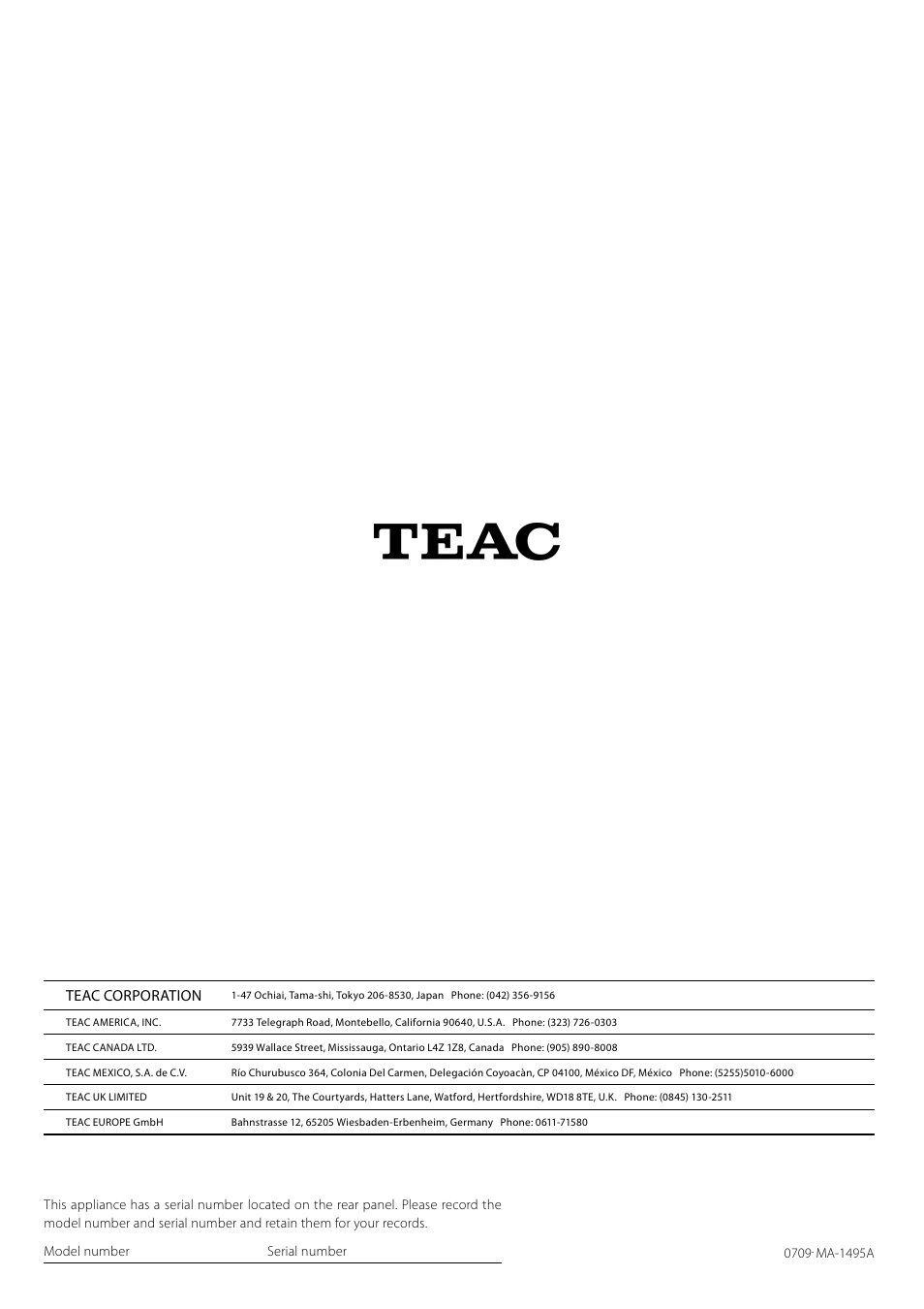 Teac AG-H380 User Manual | Page 32 / 32