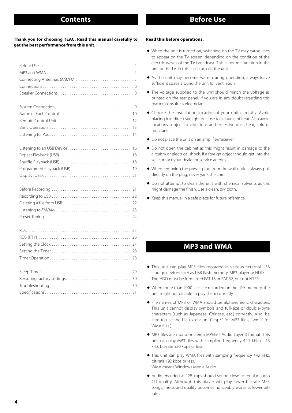 Teac AG-H380 User Manual | Page 4 / 32