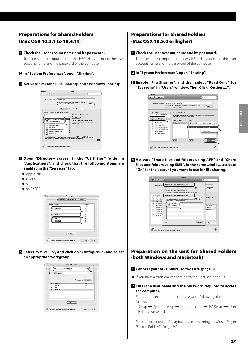 Music player initial setup | Teac AG-H600NT User Manual | Page 27 / 96