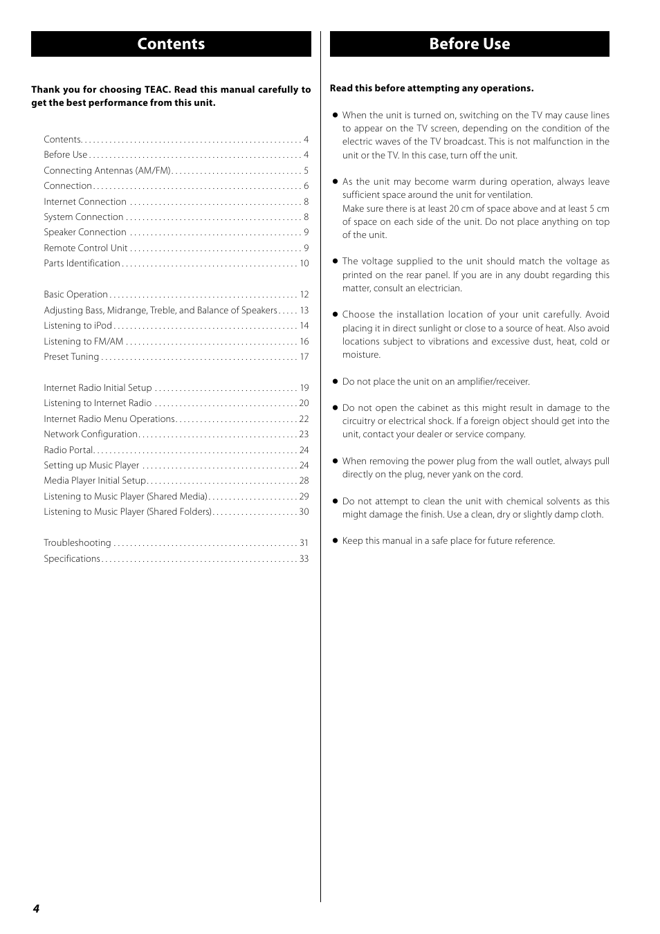 Teac AG-H600NT User Manual | Page 4 / 96