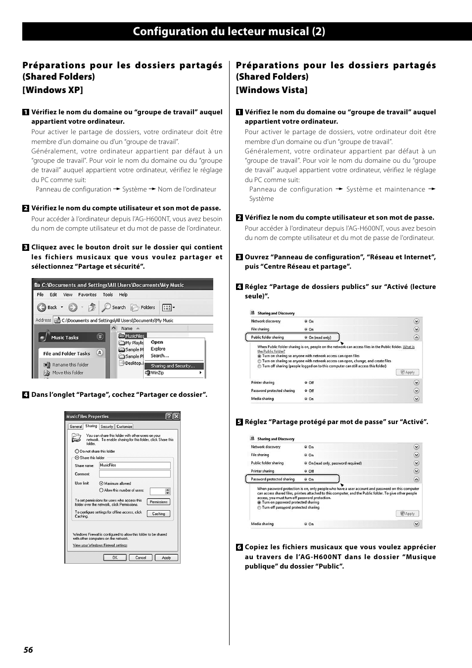 Configuration du lecteur musical (2) | Teac AG-H600NT User Manual | Page 56 / 96