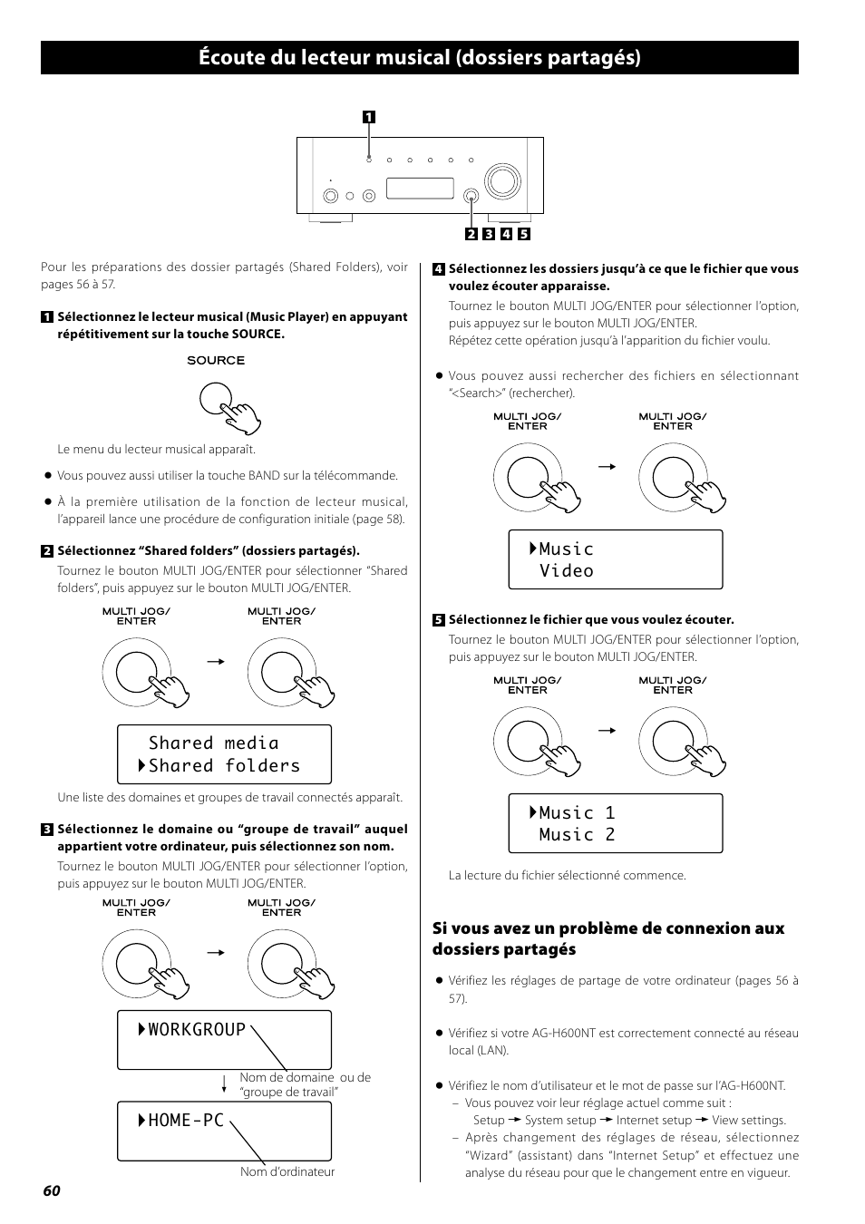 Écoute du lecteur musical (dossiers partagés) | Teac AG-H600NT User Manual | Page 60 / 96