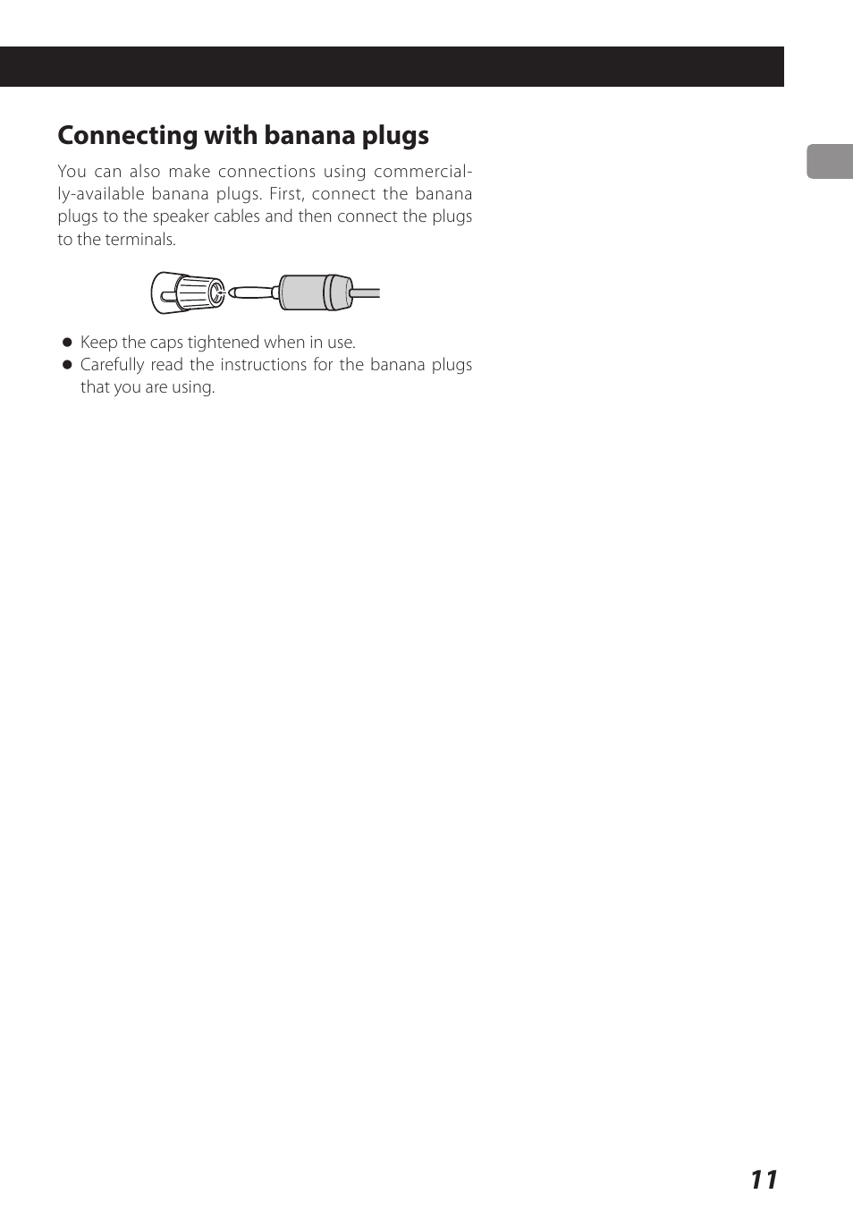 Connecting with banana plugs | Teac AI-101DA User Manual | Page 11 / 76