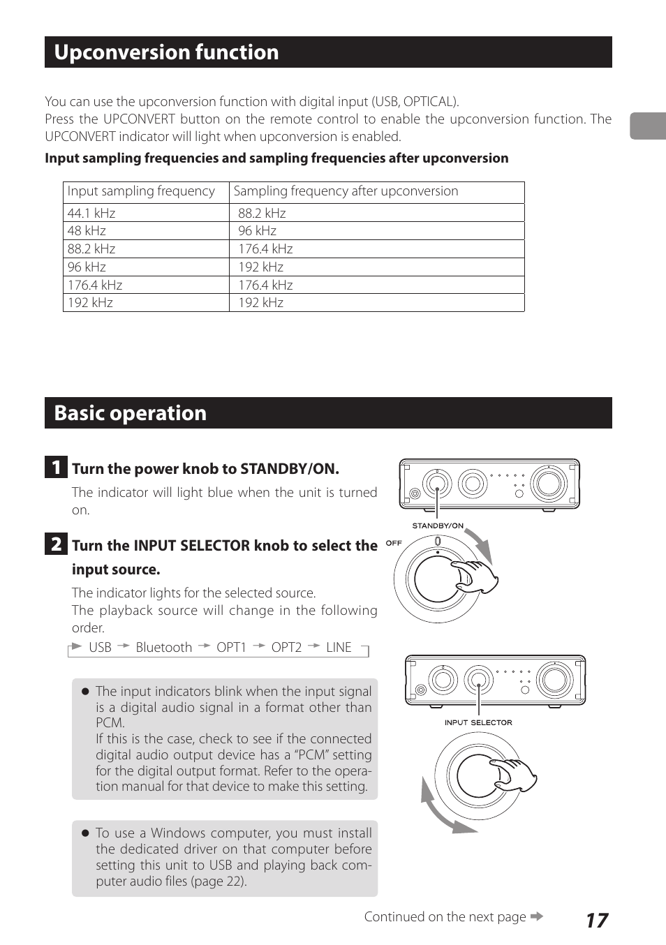 Upconversion function, Basic operation, Upconversion function basic operation | 17 upconversion function | Teac AI-101DA User Manual | Page 17 / 76