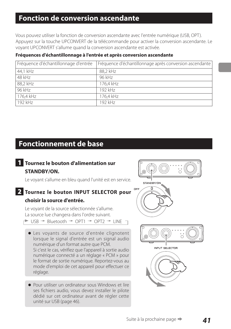 Fonction de conversion ascendante, Fonctionnement de base, 41 fonction de conversion ascendante | Teac AI-101DA User Manual | Page 41 / 76