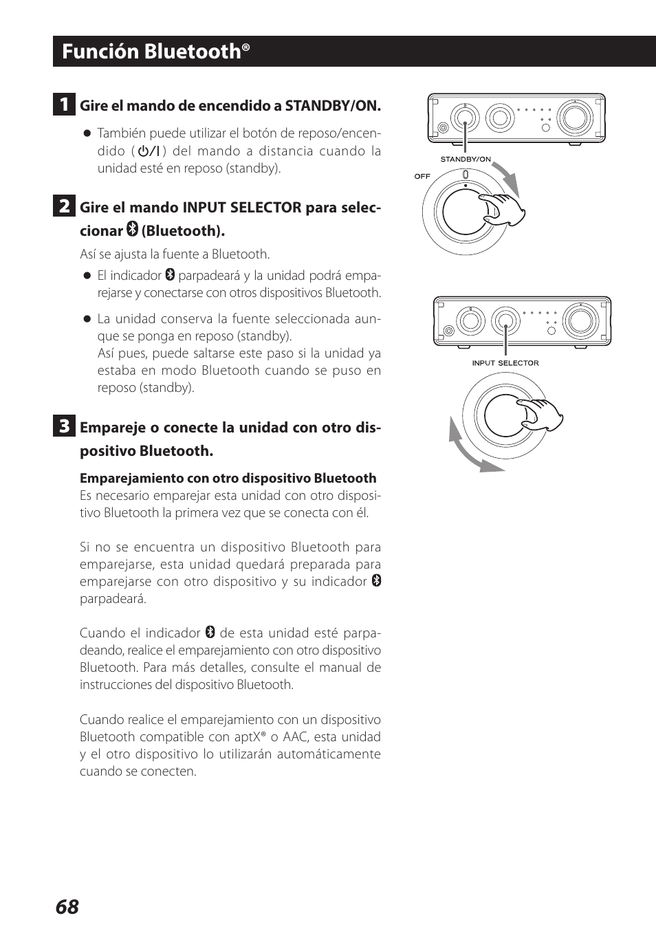 Función bluetooth, 68 función bluetooth | Teac AI-101DA User Manual | Page 68 / 76