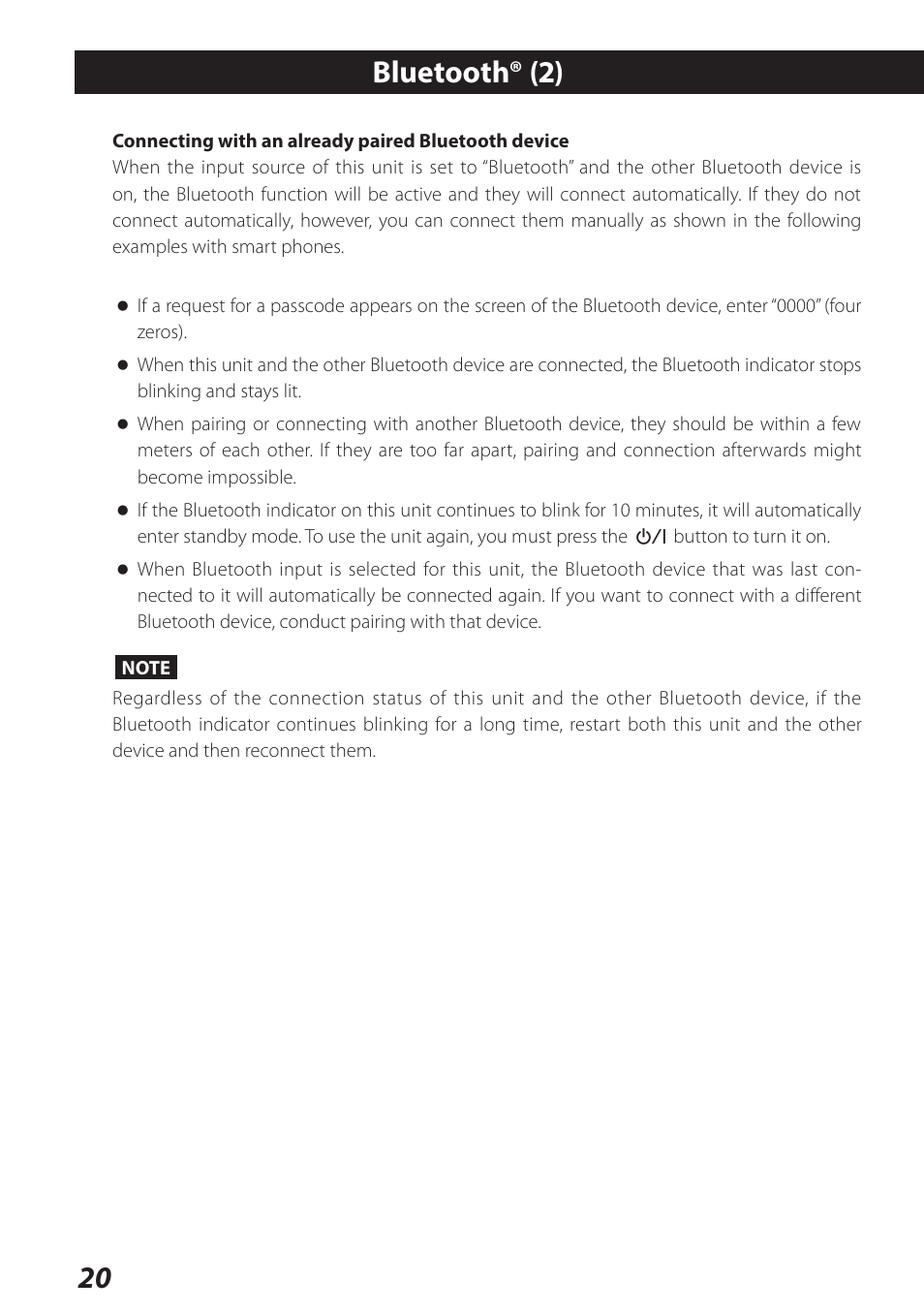 Bluetooth® (2) | Teac AI-301DA User Manual | Page 20 / 80