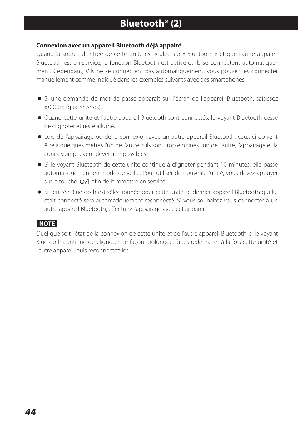 Bluetooth® (2) | Teac AI-301DA User Manual | Page 44 / 80