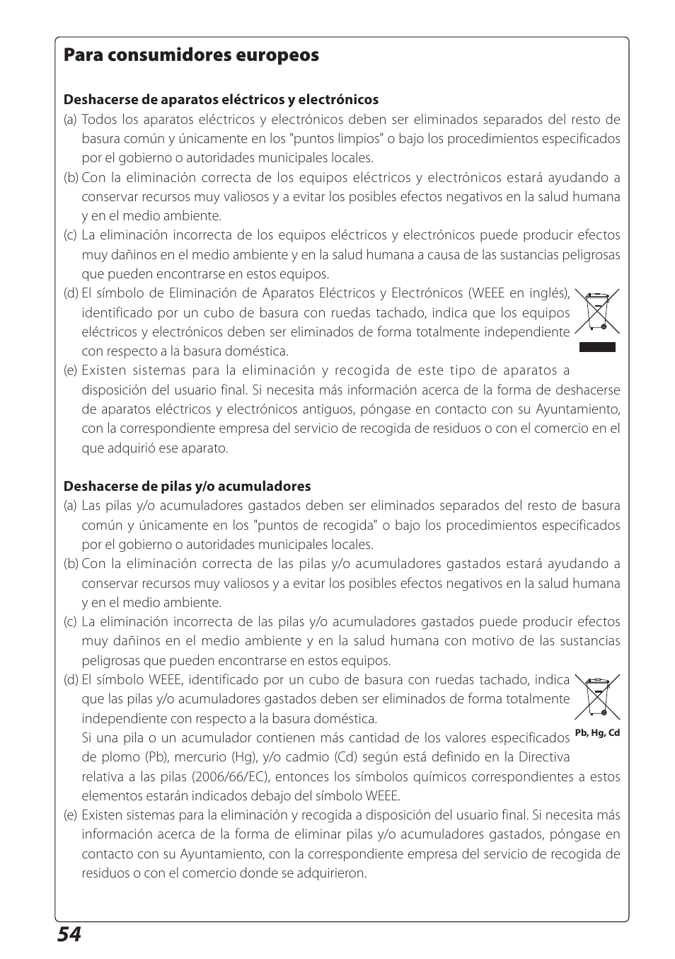 Para consumidores europeos | Teac AI-301DA User Manual | Page 54 / 80