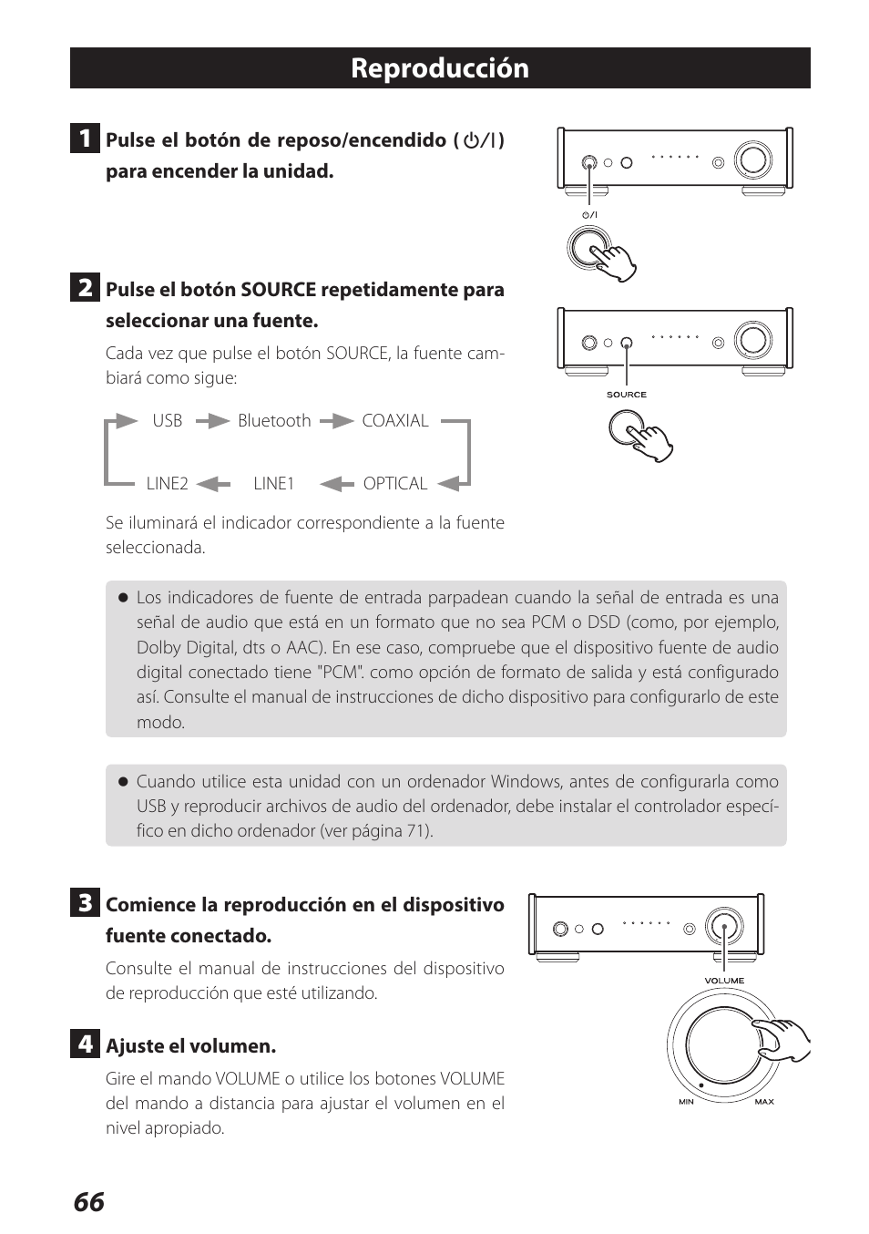 Reproducción, 66 reproducción | Teac AI-301DA User Manual | Page 66 / 80