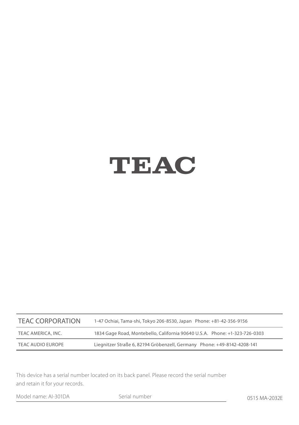 Teac AI-301DA User Manual | Page 80 / 80