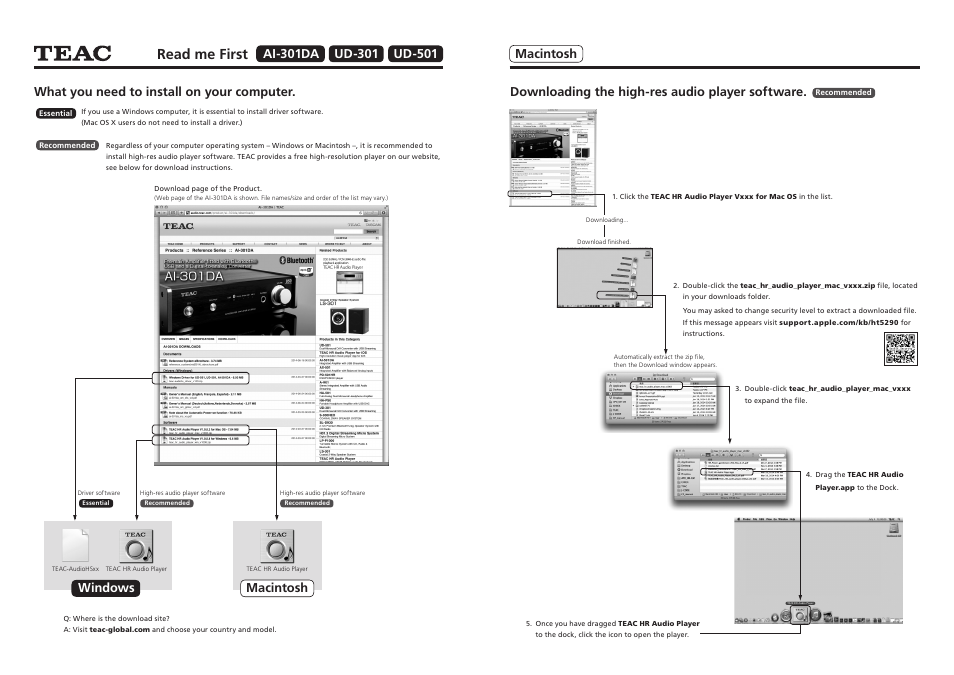 Teac AI-301DA Quick Start User Manual | 2 pages