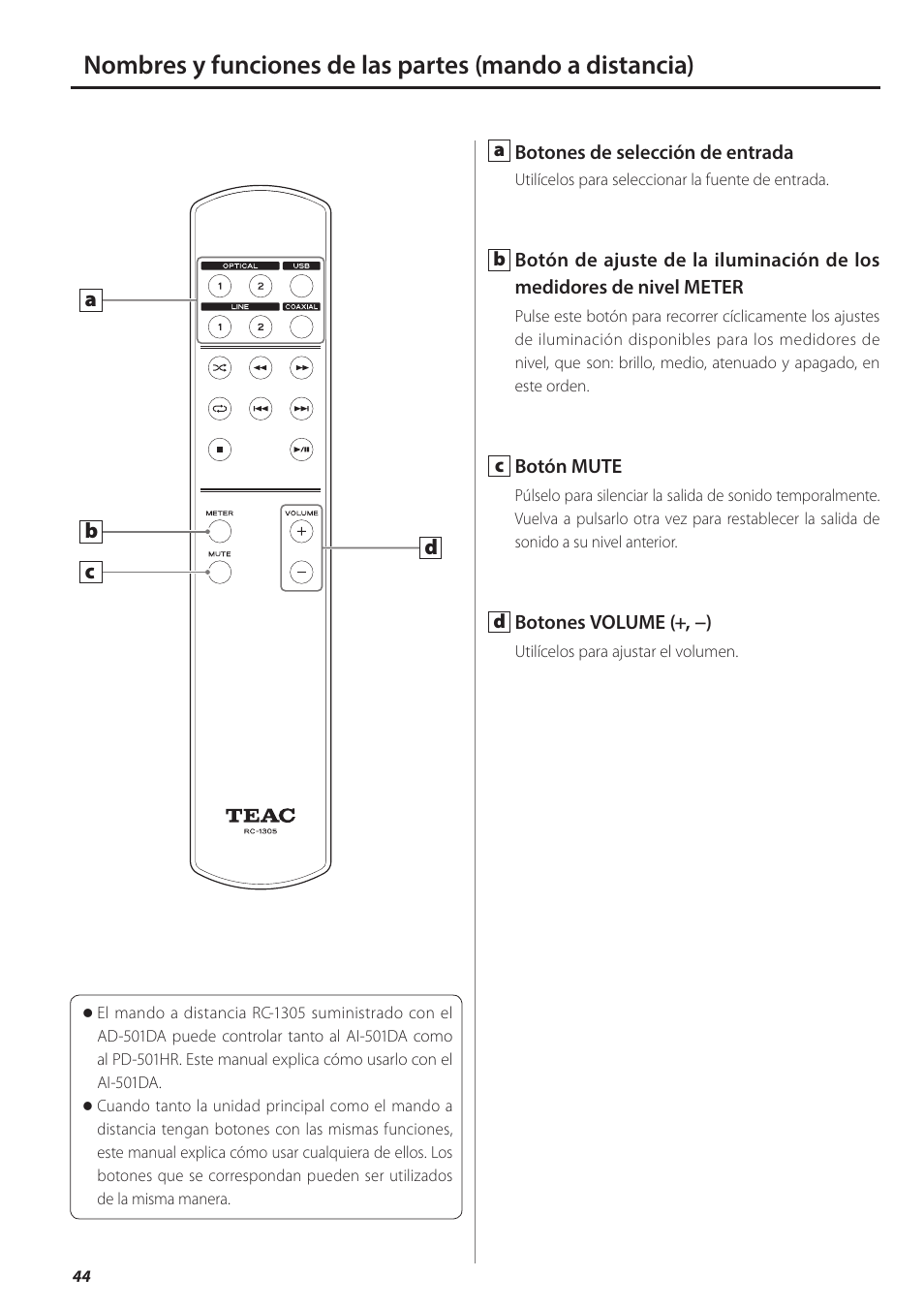 Teac AI-501DA User Manual | Page 44 / 52