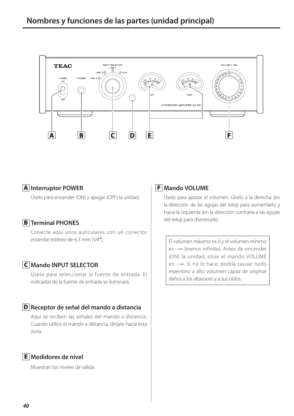 Teac AX-501 User Manual | Page 40 / 48