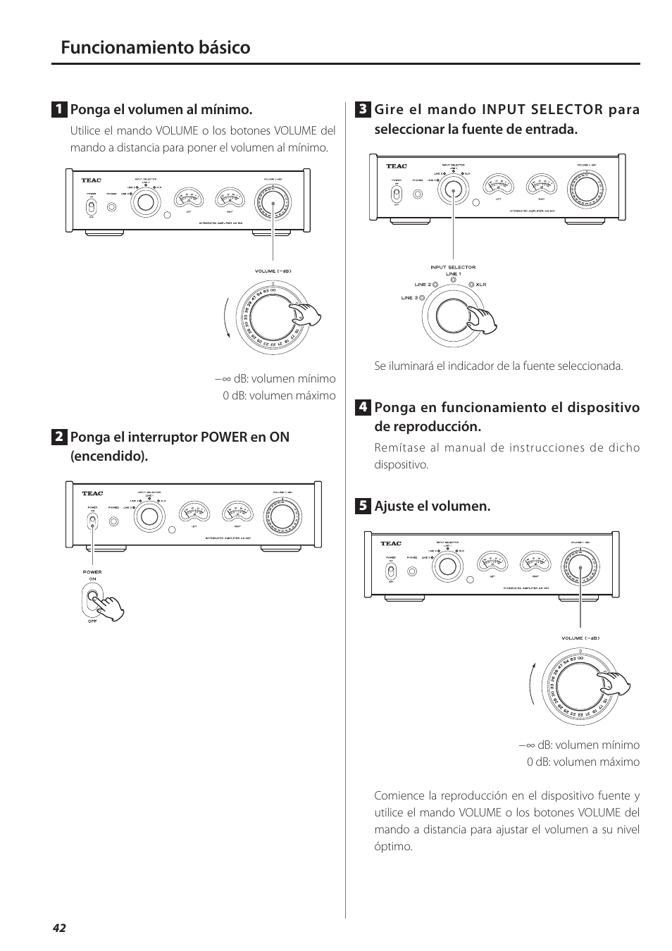 Funcionamiento básico | Teac AX-501 User Manual | Page 42 / 48