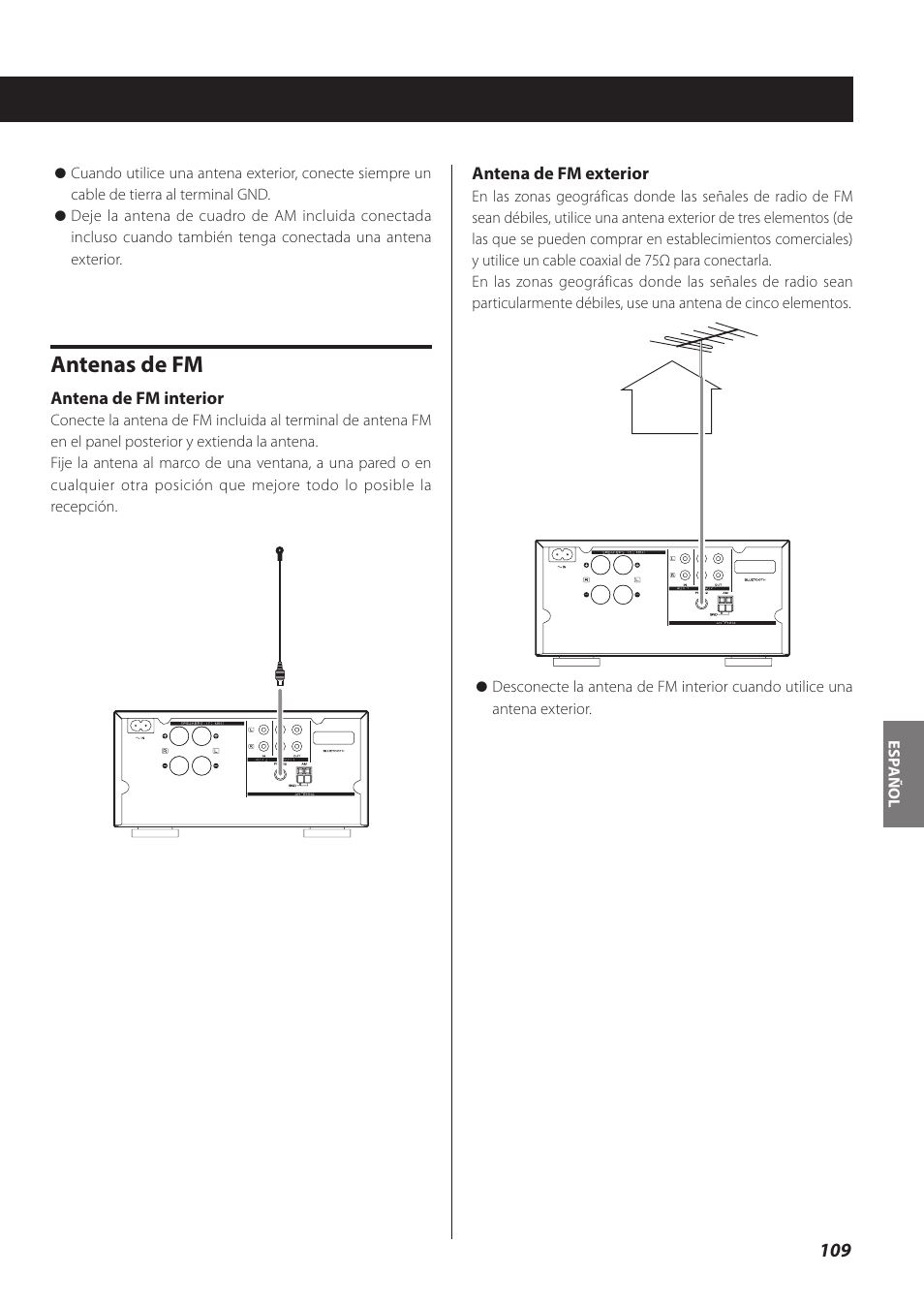 Antenas de fm | Teac CR-H260I User Manual | Page 109 / 152