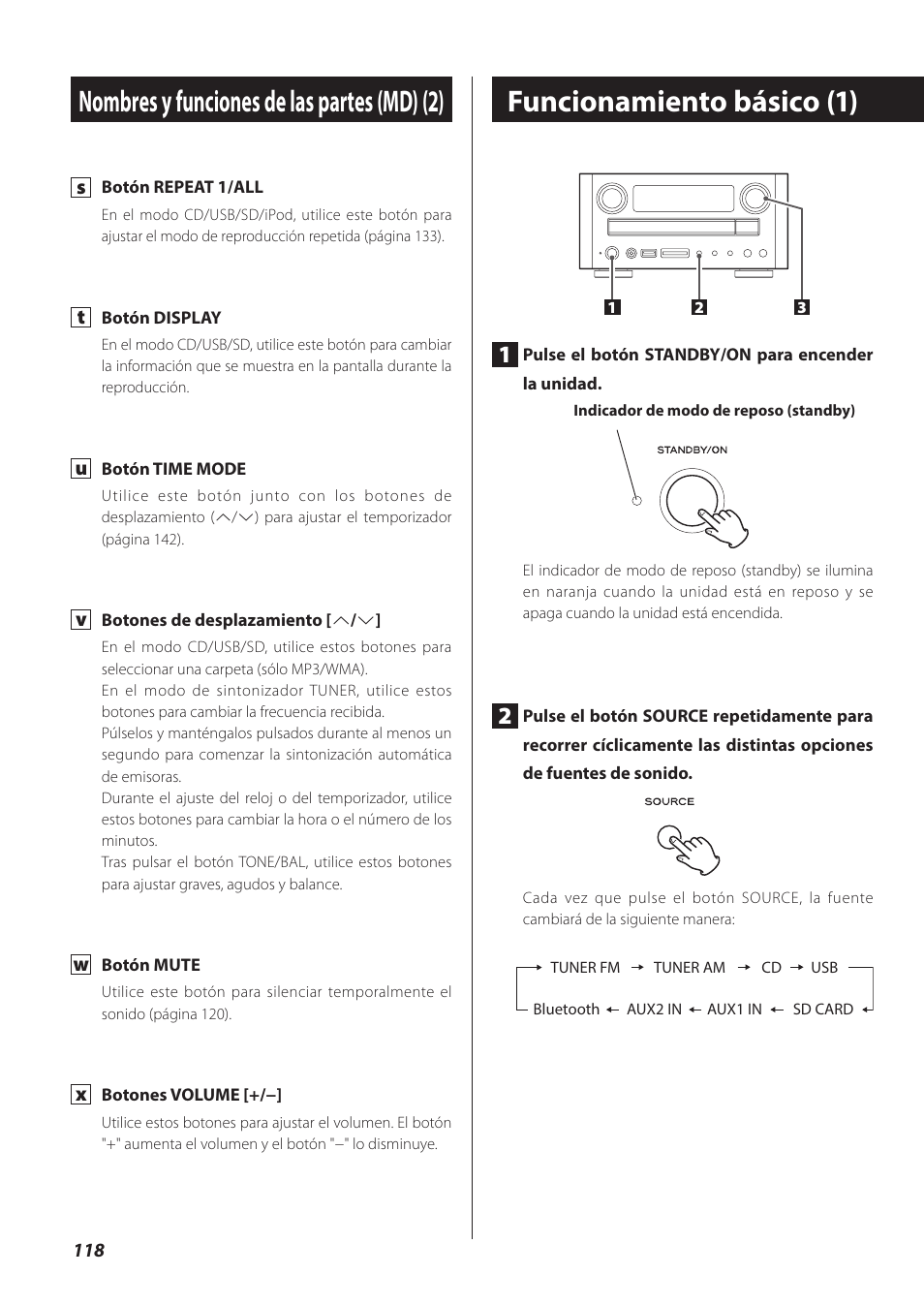 Funcionamiento básico | Teac CR-H260I User Manual | Page 118 / 152