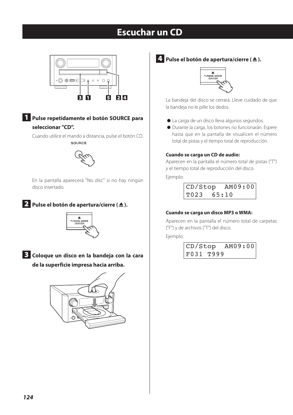 Escuchar un cd | Teac CR-H260I User Manual | Page 124 / 152