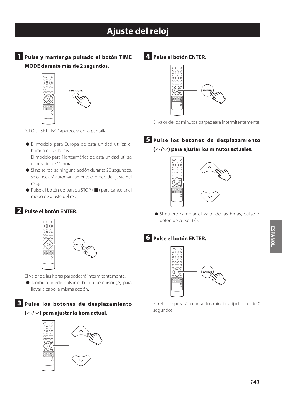 Ajuste del reloj | Teac CR-H260I User Manual | Page 141 / 152