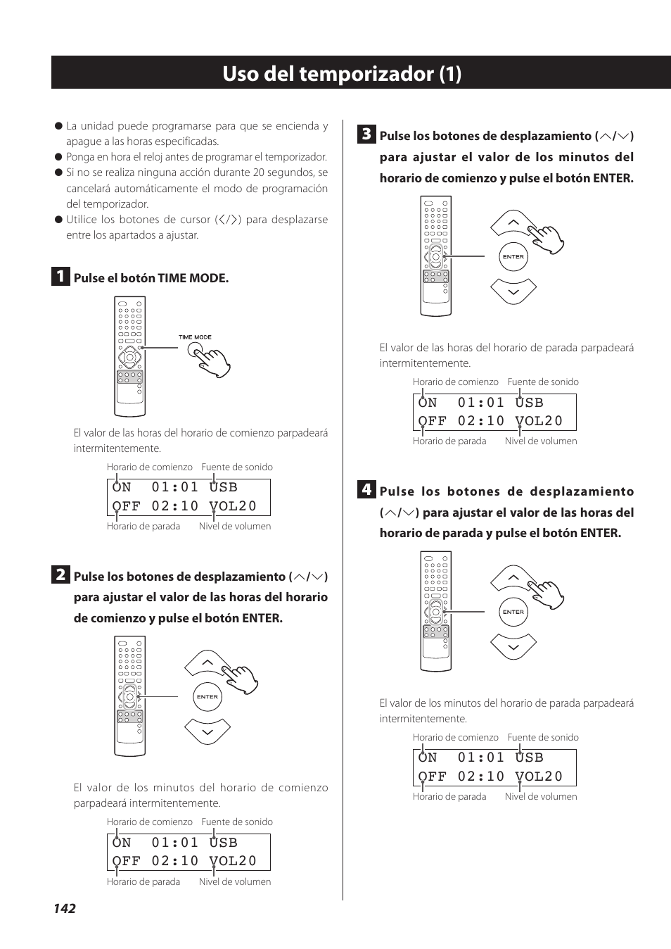 Uso del temporizador, Uso del temporizador (1) | Teac CR-H260I User Manual | Page 142 / 152