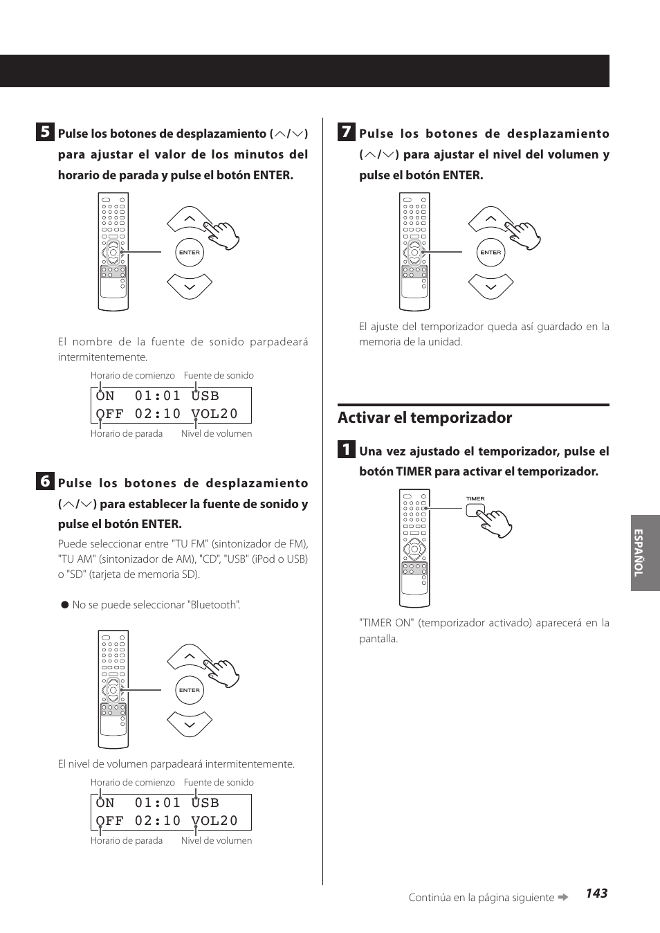 Activar el temporizador 1 | Teac CR-H260I User Manual | Page 143 / 152