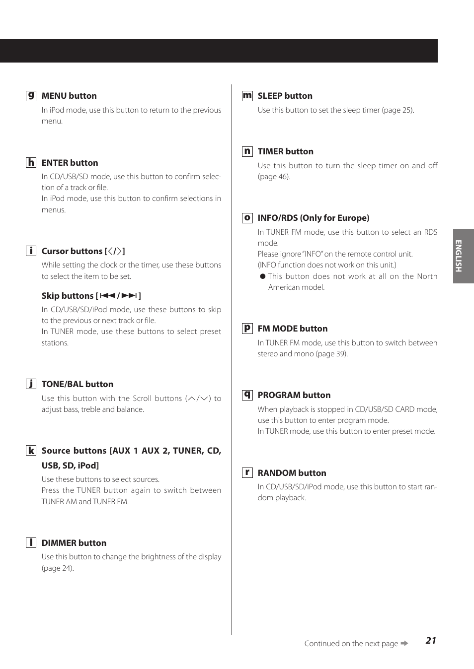 Teac CR-H260I User Manual | Page 21 / 152