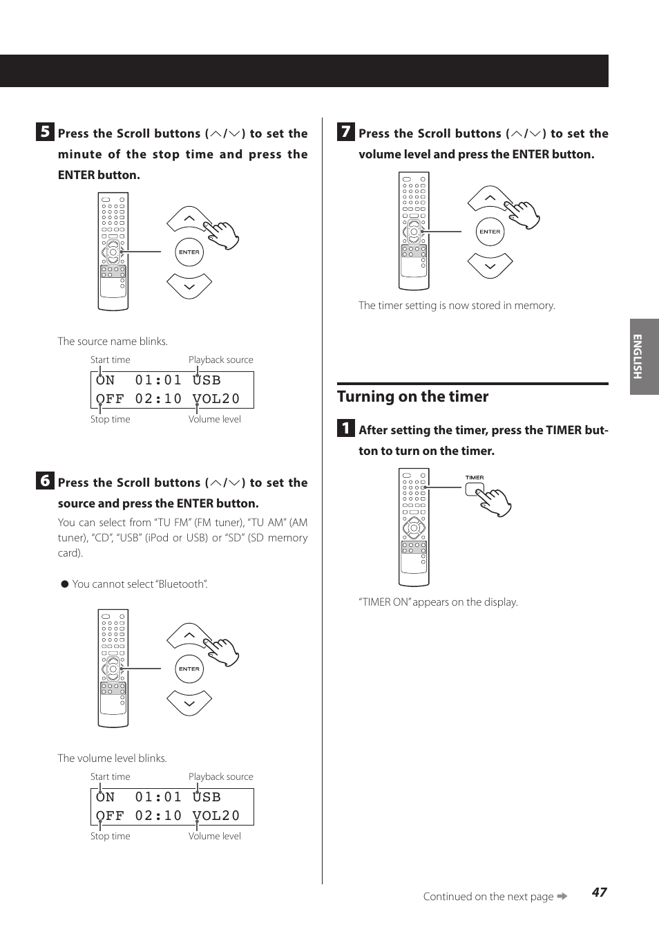 Turning on the timer 1 | Teac CR-H260I User Manual | Page 47 / 152