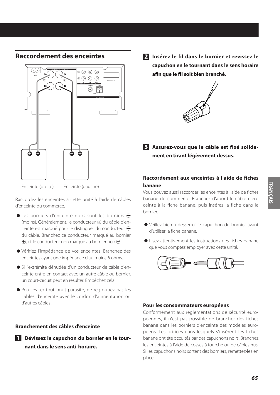 Raccordement des enceintes | Teac CR-H260I User Manual | Page 65 / 152