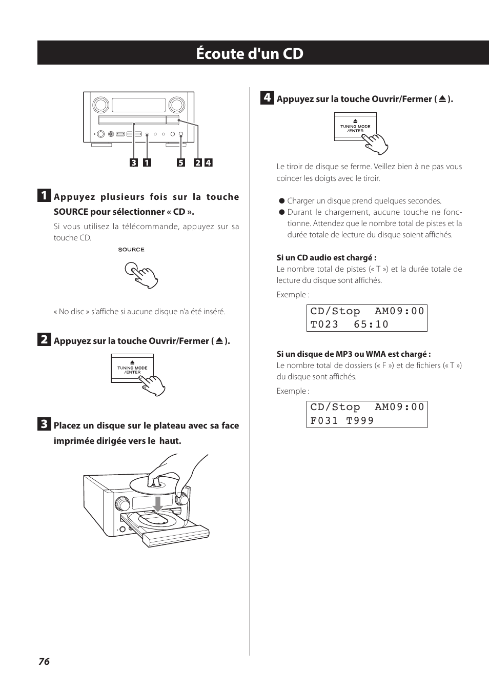 Écoute d'un cd | Teac CR-H260I User Manual | Page 76 / 152