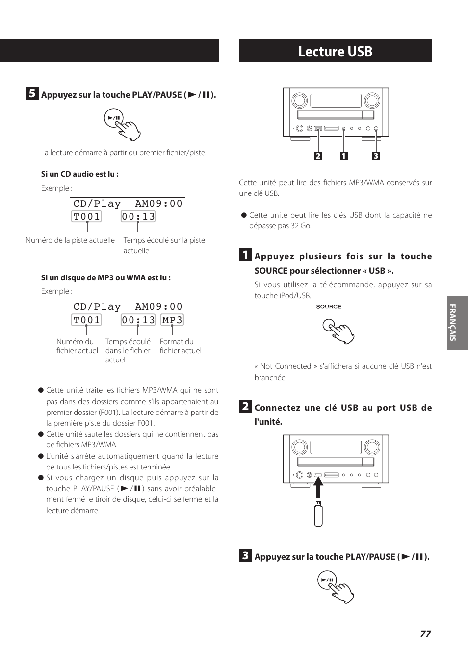 Lecture usb | Teac CR-H260I User Manual | Page 77 / 152