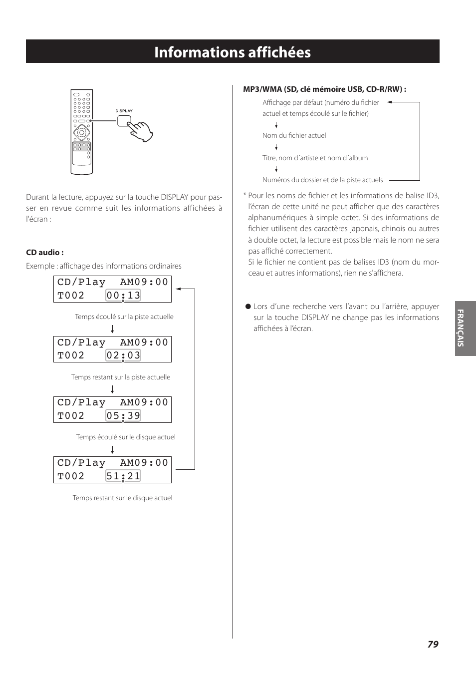 Informations affichées | Teac CR-H260I User Manual | Page 79 / 152