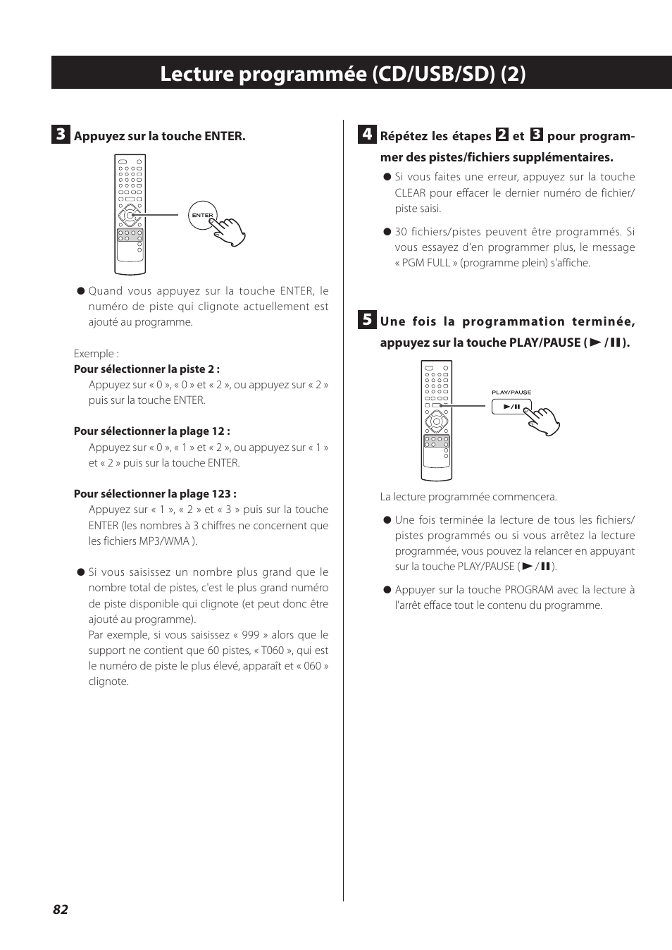 Lecture programmée (cd/usb/sd) (2) | Teac CR-H260I User Manual | Page 82 / 152