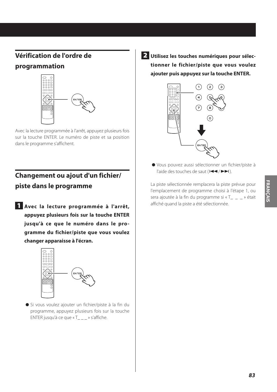 Vérification de l'ordre de programmation | Teac CR-H260I User Manual | Page 83 / 152