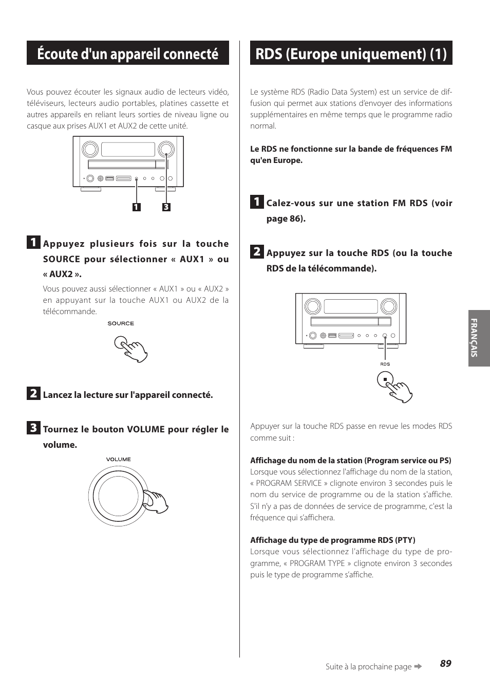 Écoute d'un appareil connecté, Rds (europe uniquement) | Teac CR-H260I User Manual | Page 89 / 152