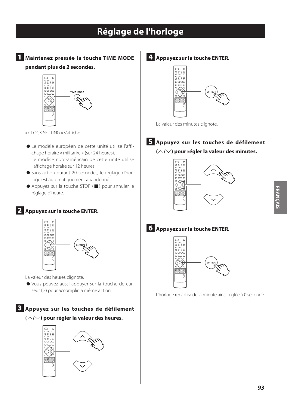 Réglage de l'horloge | Teac CR-H260I User Manual | Page 93 / 152