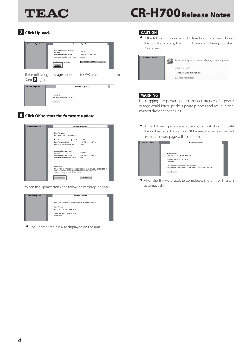 Cr-h700 | Teac CR-H700 User Manual | Page 4 / 4