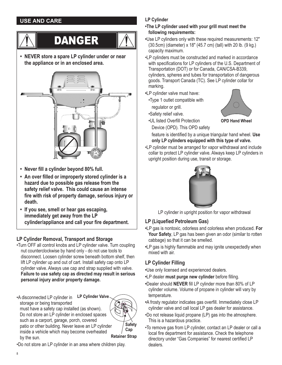 Danger | Char-Broil 463741510 User Manual | Page 8 / 32