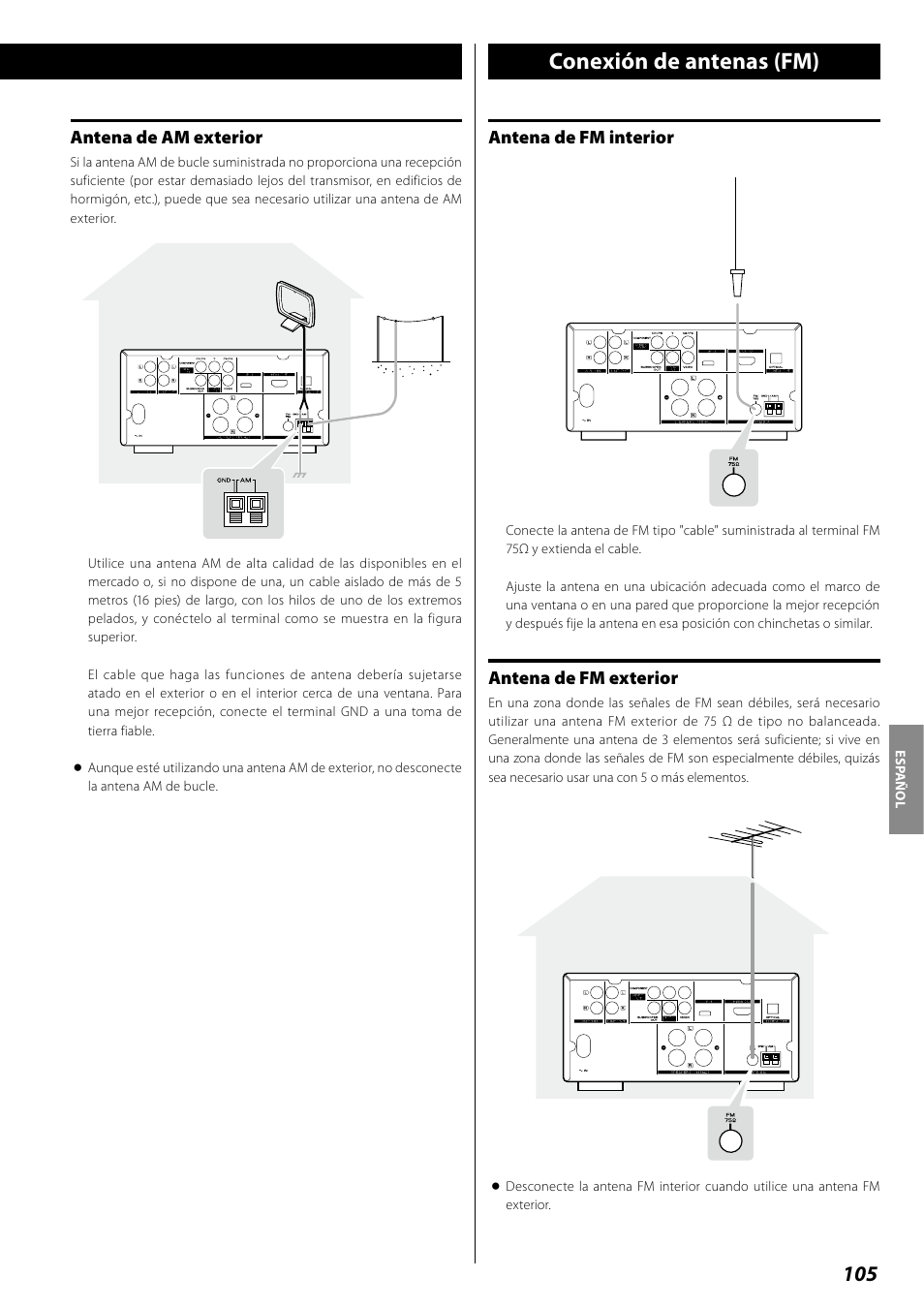 Conexión de antenas (fm) | Teac DR H338i User Manual | Page 105 / 148